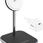 AlzaPower WQT310 Wireless Qi2 Compatible with MagSafe Charger Stand, 15W, fekete
