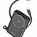 Swissten Power Bank 10000 mAh PD 20 W, beépített USB-C és Lightning kábelek, MagSafe kompatibilis