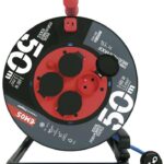 EMOS Időjárásálló kábeldob, 50 m, 4 aljzat, kék, szilikon, 230 V, 1,5 mm2